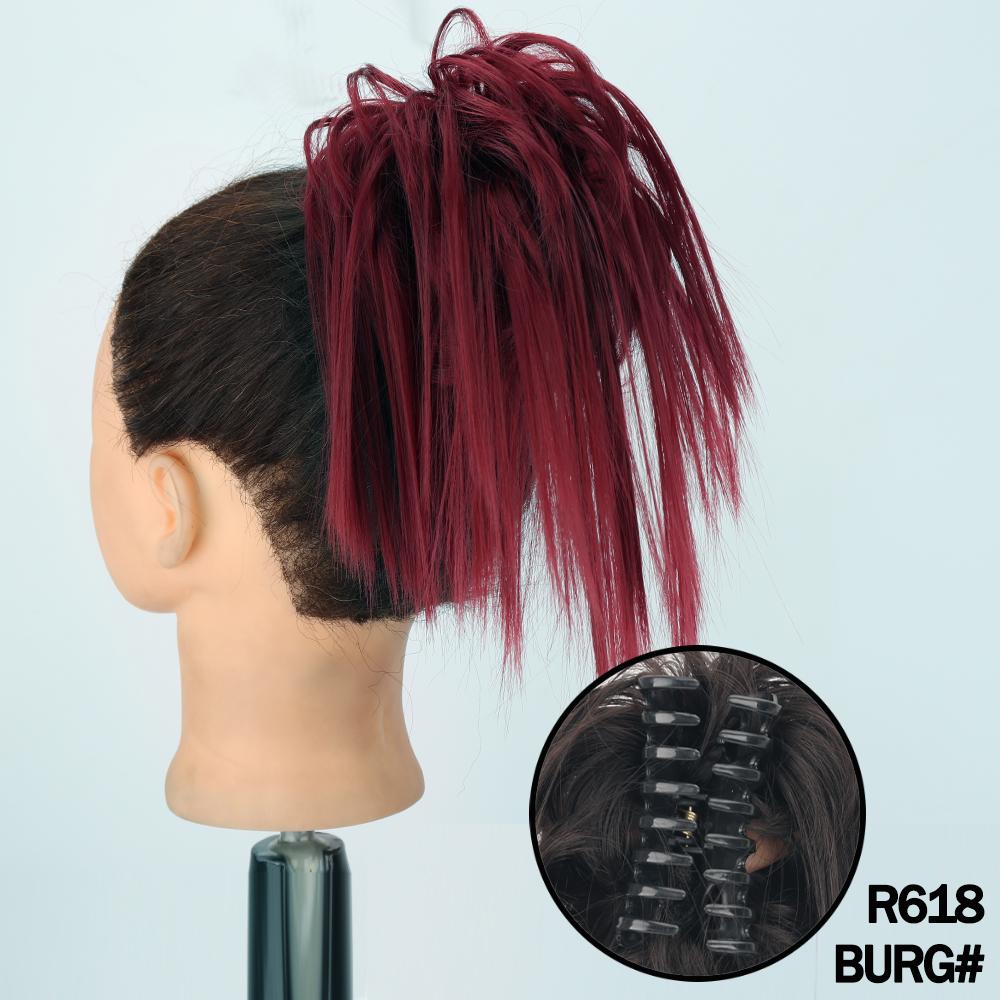 MERISIHAIR Synthetic Messy Hair Bun Claw Clip-in Hair Extensions Natural Grey Brown Claw Clip Bun Accessories For Everyday Wear