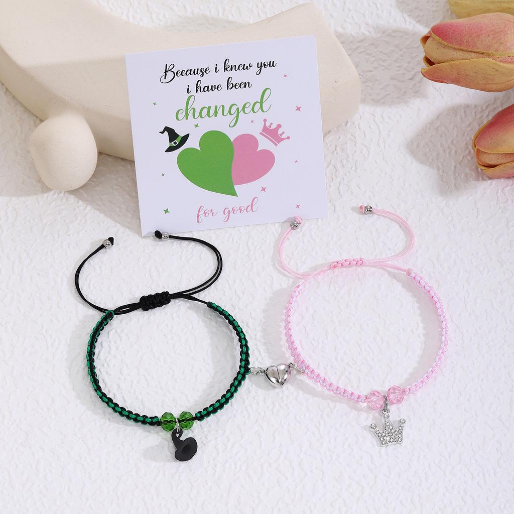 Ensemble de Bracelets d'Amitié Maléfiques Couronne Chapeau de Sorcière Amour Fermoir Magnétique pour Couples Fans Cadeaux de Fête de Noël Saint-Valentin