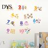 Number Wall Sticker 2Pcs/Set Cartoon 1-10 Numbers Animal English Words Educational PVC Living Room Learning Decal Kindergarten Supplies