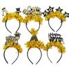 2026 Holiday Vibe Headpieces | Gold-Black Star, Streamer Accents | New Year, New Year's Eve & New Year's Day Party Decor Headban