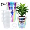 Decorative Rainbow Shade Flower Pot Iridescent Clear Self Watering Planters Plant Pots with Reservoir Wick Rope Plastic Planter for Succulents 2.7