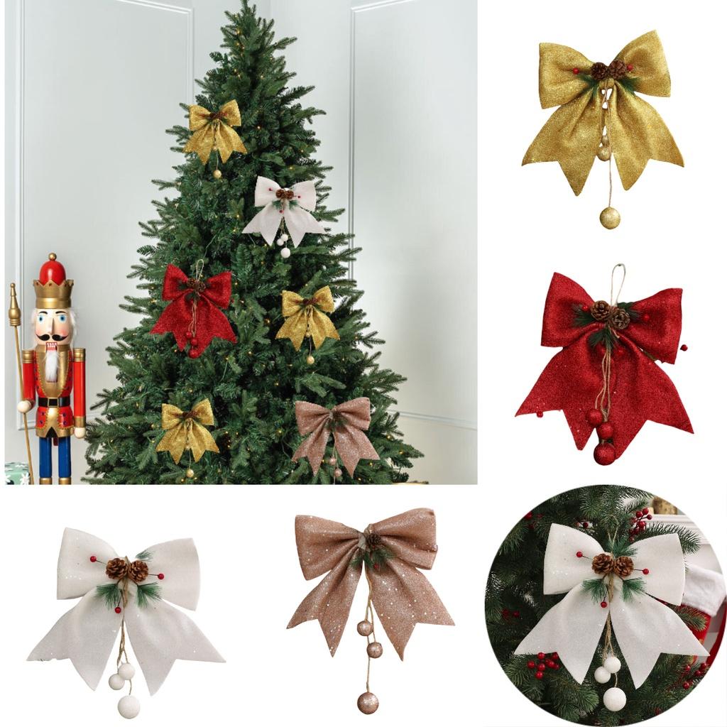 Tree Christmas Bow Diy Pendant Party Decoration Glitter Ornament Gifs Wedding