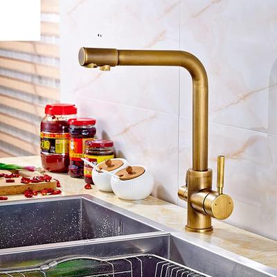 Torneira de purificação três em um galvanizada em ouro preto torneira com filtro de água mista para cozinha