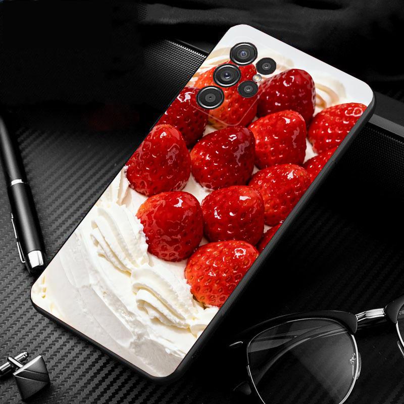 Phone Case For Samsung Galaxy S26 S25 S24 S23 S22 Ultra S23 S22 S25 Plus S24 FE S26Edge Strawberry Cat Cartoon