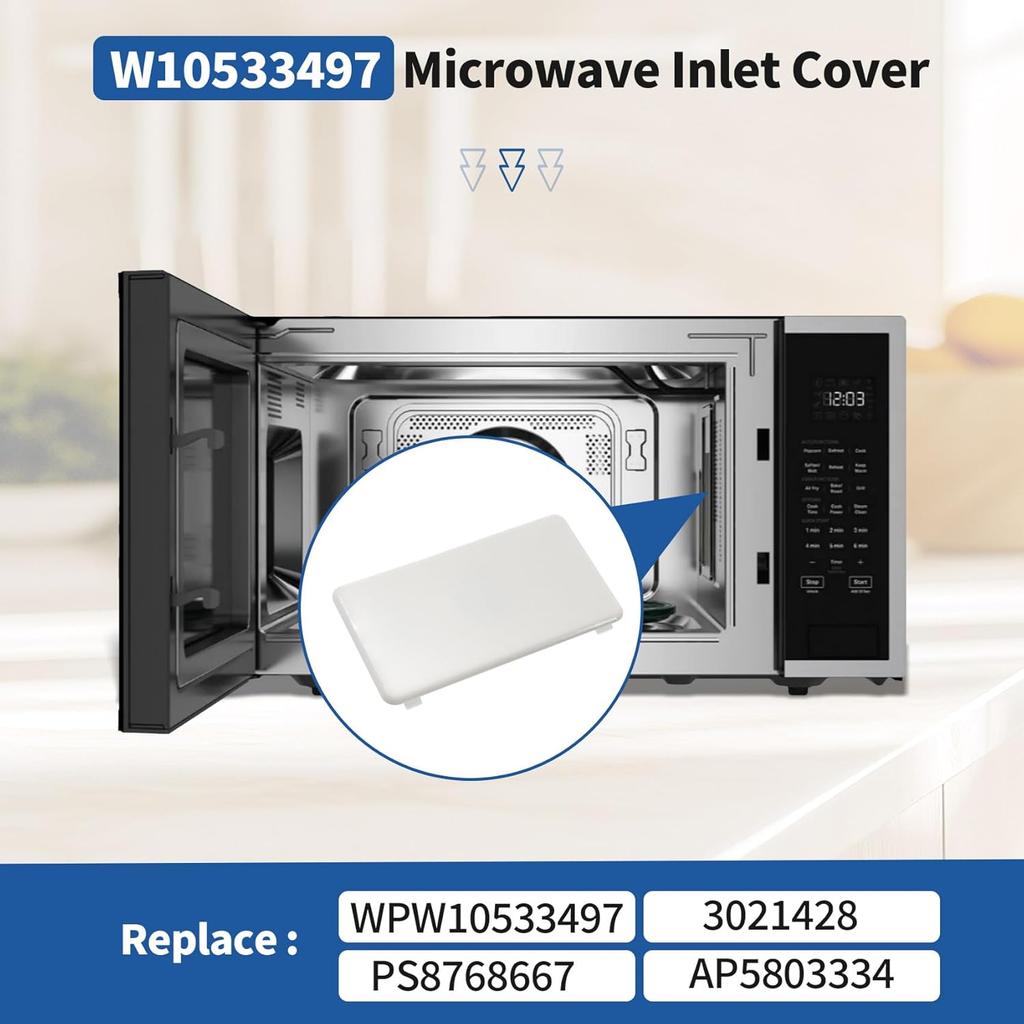 W10533497 3021428 Microwave Inlet Cover Replacement Compatible with Whirlpool Maytag WMH73521CW YMMV4205FW, WPW10533497 Microwave Oven Wave Guide