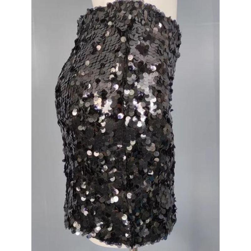 Export Single High Texture Street Cool Scale Sequin Shiny High Waist Birthday Banquet Party Skirt Skirt