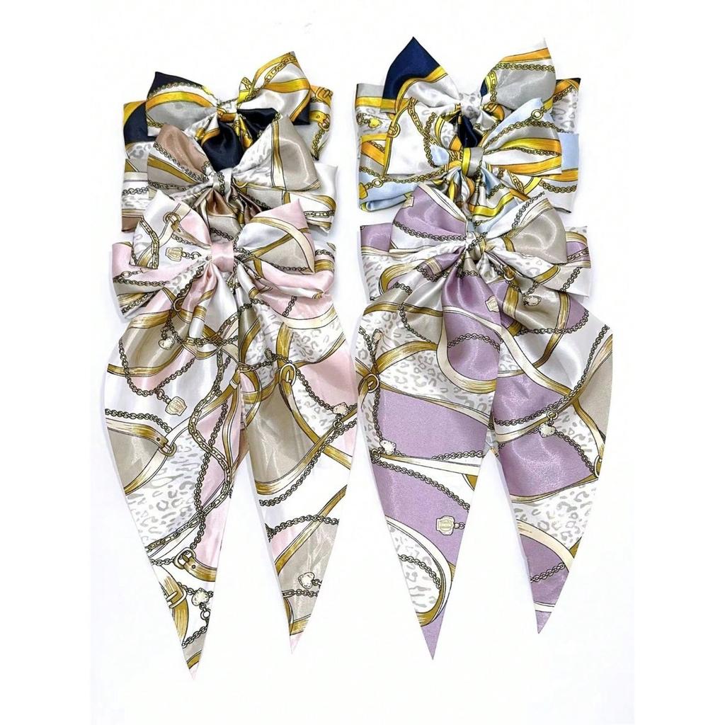 6 spring clip streamers bow hair clips for women