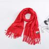 Polyester Classic Wool Scarf Soft Long Neckscarf with Tassel Large Solid Color Shawl  Men