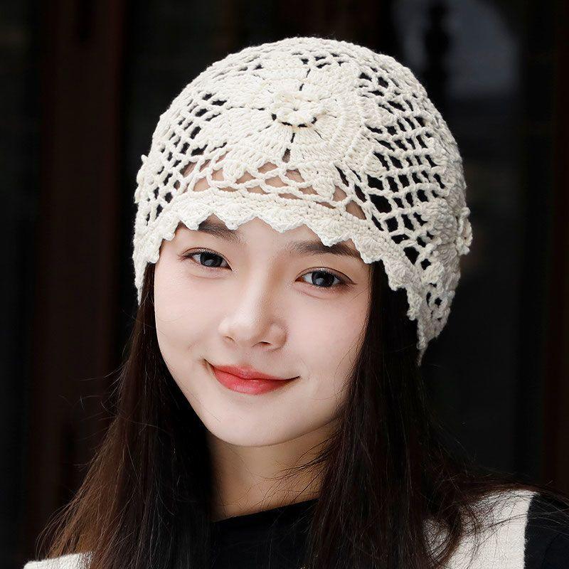 

Женская осенне-зимняя повязка на голову, вязаная шапка, модная, универсальная, стройнящая лицо, зимняя теплая ажурная шапка-бини из шерсти One Size