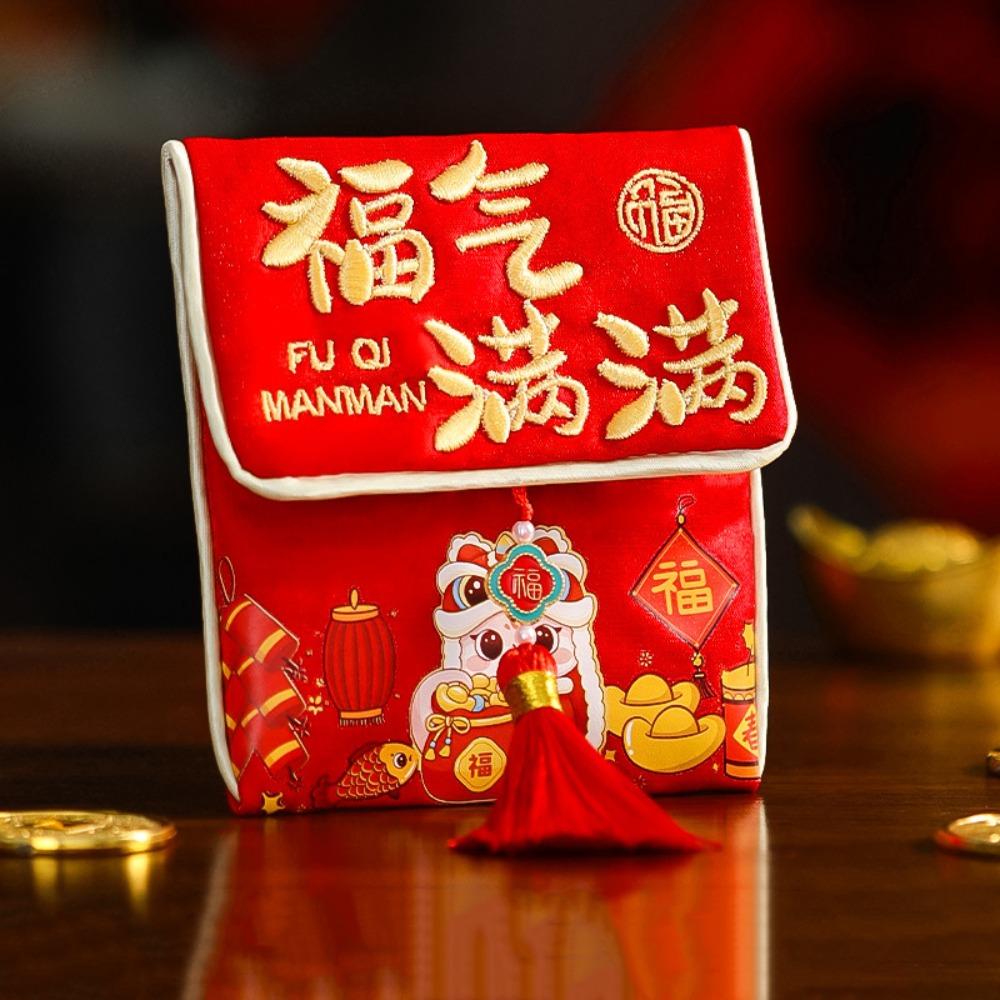 Traditional Spring Festival Red Wallet Hongbao Blessing Horse Year Red Pocket Brocade Embroidered Spring Festival Supplies