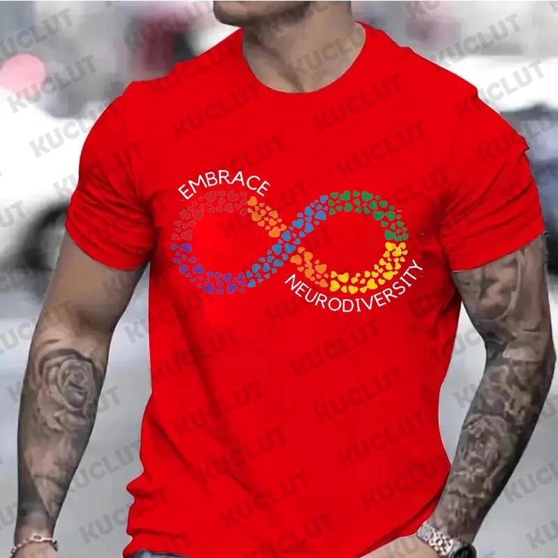 Men's Clothing Autism Neurodiversity Graphic Tee T-Shirt Autism Acceptance Infinity Hearts Symbol Embrace Tshirts Unisex Tops