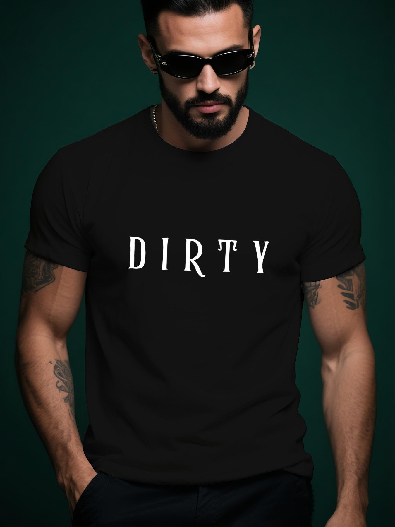 Edgy DIRTY Graphic Tshirt - Bold Streetwear Tee in Ligh... S