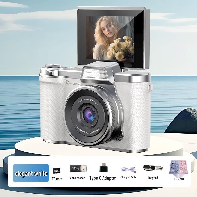 Popular Dual-Camera Retro Digital Camera with HD Selfie and Portable Design for Students