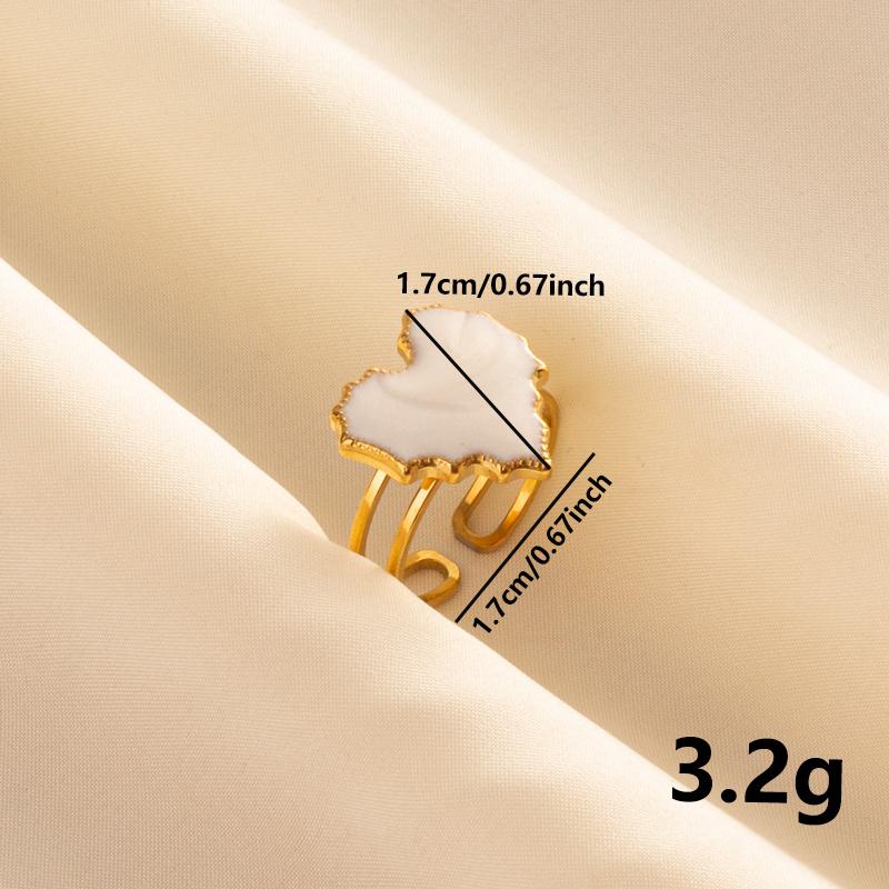 Bohemian Gold Color White Enamel Open Rings Luxury Irregular Stainless Steel Adjustable Finger Ring Women Charm Jewelry Gifts