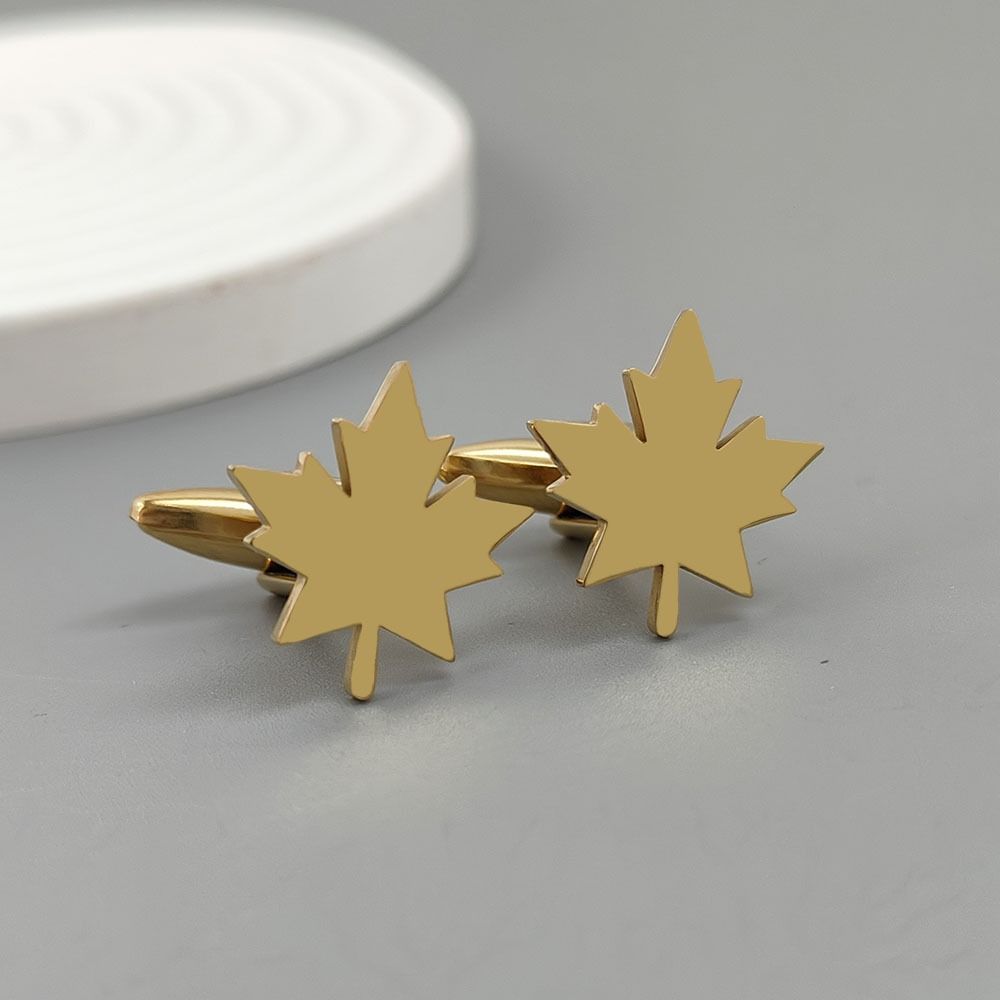 2Pcs Maple Leaf Cufflinks Business French Armband Shirt Sleeve Holder  for Women Men