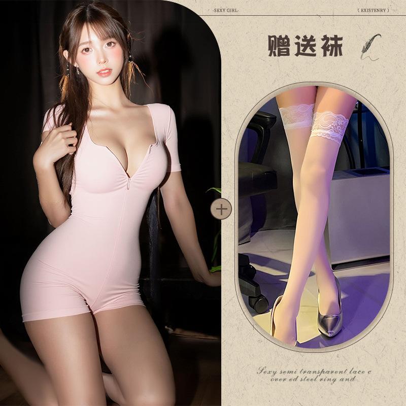 Sexy lingerie sexy yoga suit double-ended zipper outdoor free temptation uniform