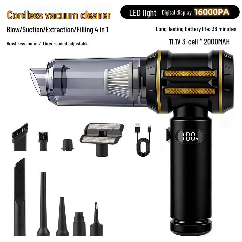 Three-Speed Wireless Car Vacuum Cleaner with High Suction and Power Display
