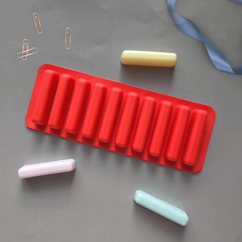 Silicone Long Strip Ice Cube Mold Non-Stick For Chocolate Jelly Biscuit Diy Baking Ice Cream Bar Tray Kitchen Tool 10 Grids
