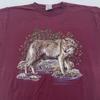 Koszulka z Wilkiem Vintage Męska Rozmiar Średni Bordowy Natura Dzikie Zwierzęta Grafika Jerzees Lata 90.