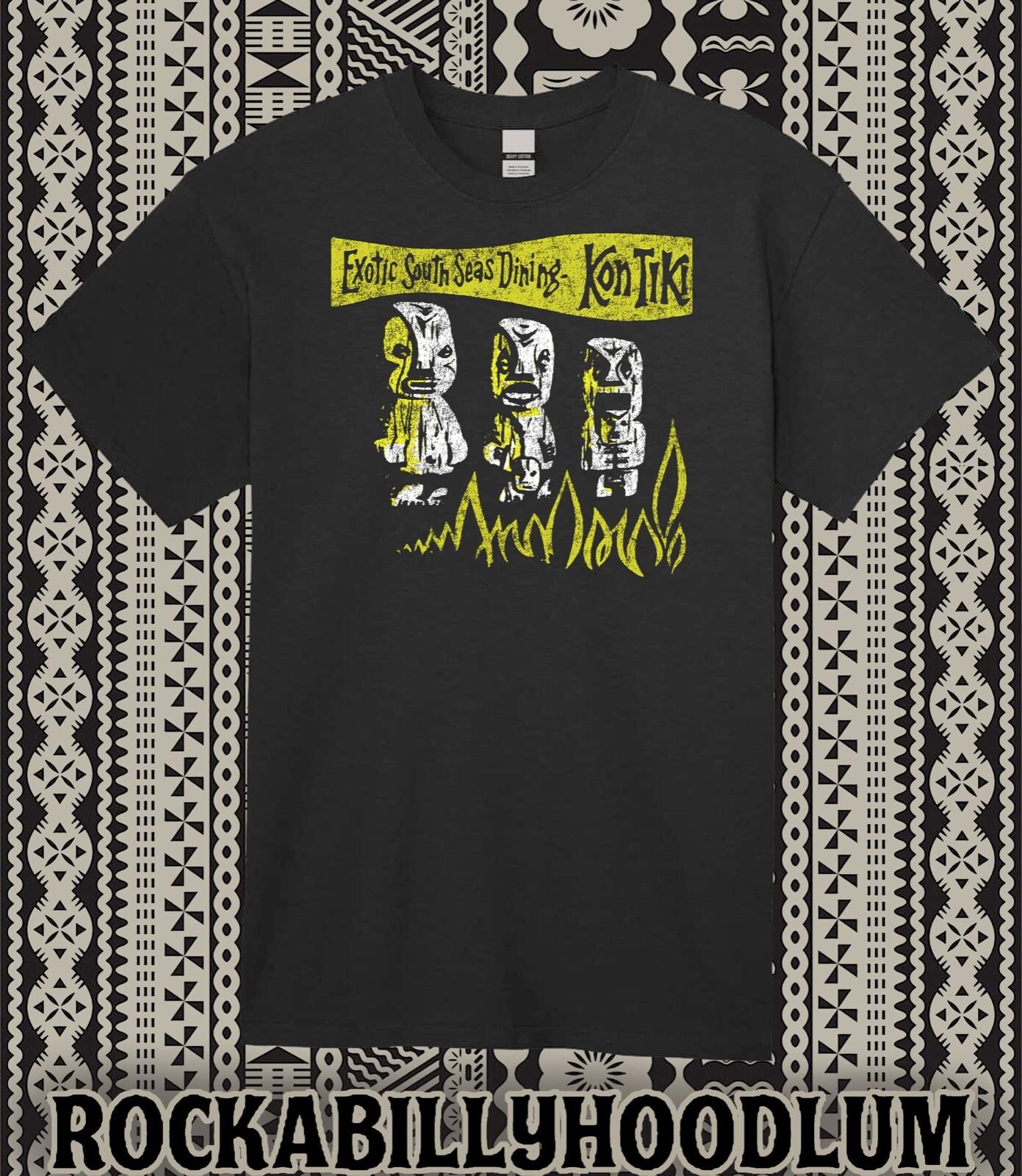 Retro Tiki Art Tee T Shirt 100% Cotton Rum Mug Bar Restaurant Kon Tiki South Sea L