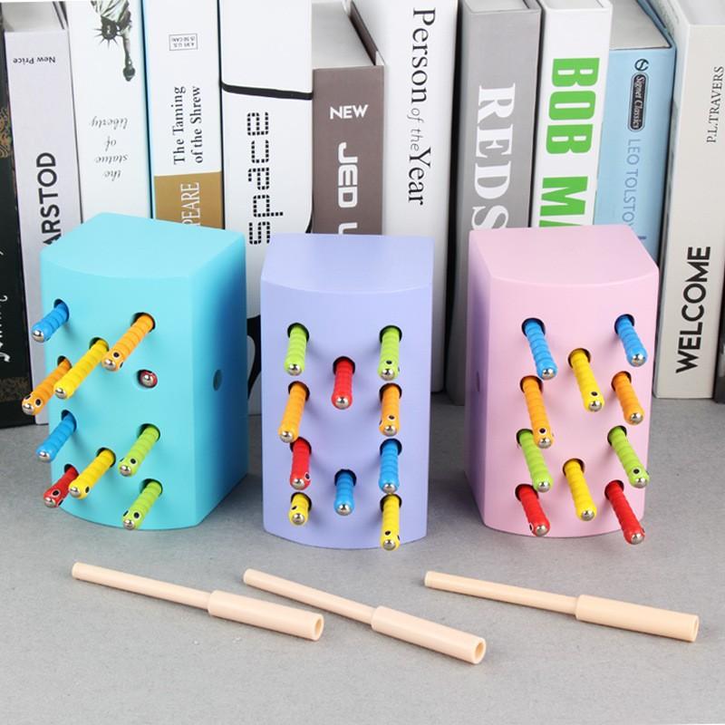 Children's Early Education Wooden Magnetic Bug Catching Game Baby Hand-eye Coordination Parent-child Puzzle Desktop Interactive Bug Catching Toy