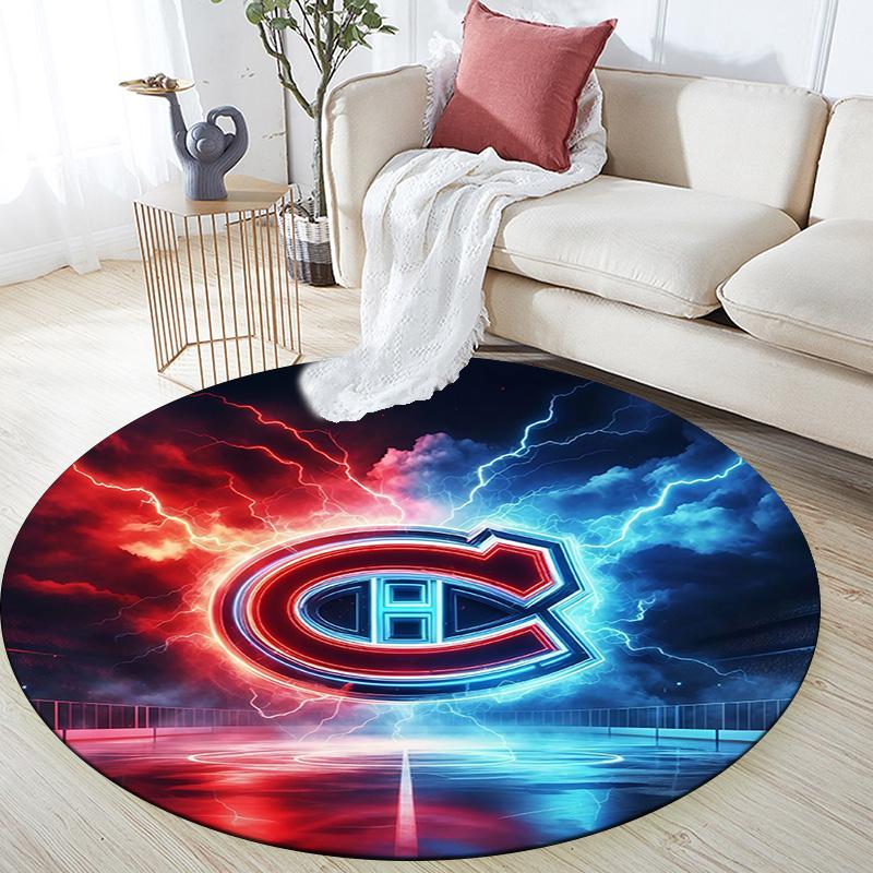 Montreal Canadiens2 Round Area Rug,Carpet Rug for Living Room Bedroom Sofa Playroom Decor,Non-slip Floor Mat