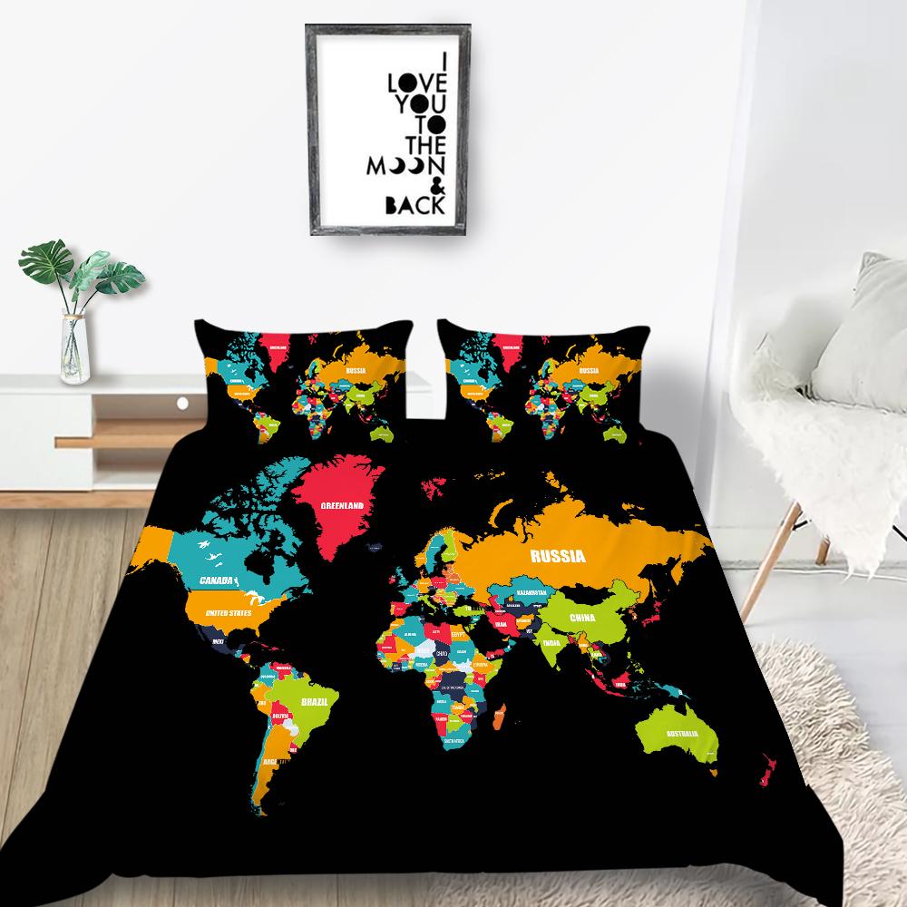 Nová móda Módní styl Sada povlečení Jedinečný design Sada povlaku na přikrývku Chlapci Dospívající King Queen Size Luxusní ložní prádlo Oblek Mapa Ložní soupravy