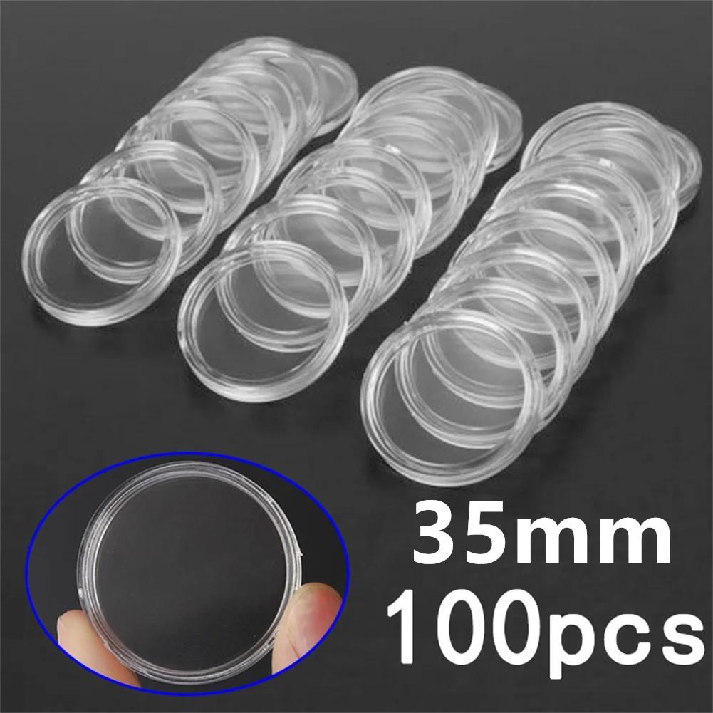 100Pcs 21/22/23/24/26/33 Mm Clear Round Coin Capsules Money /Pence Storage Capsule Coin Holder Home Garden Supplies