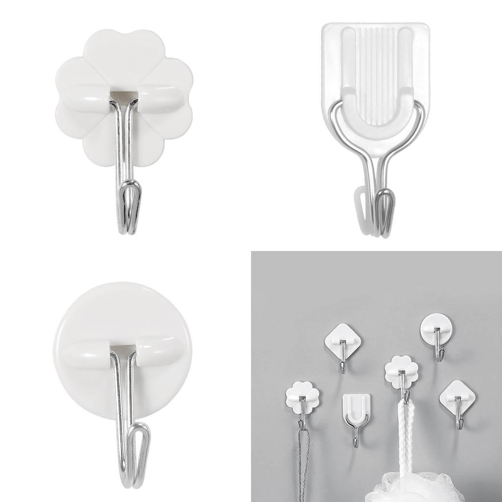Compact Sticky Plastic Hook Rounded Design Bathroom Kitchen Storage Decoration