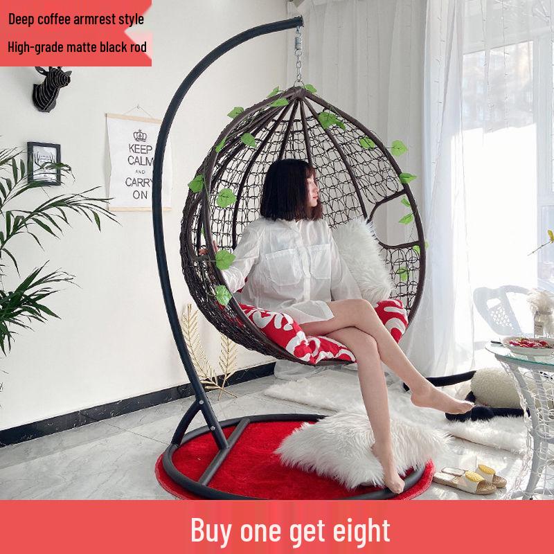 Double Wicker Hanging Basket Chair: Indoor/Outdoor Bird's Nest Swing Chair for Balcony & Leisure