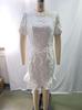 European and American Summer Women's Puff Sleeve Jacquard Textured Retro Dress