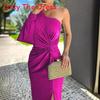 Summer Off Shoulder Wrap Dress With Slit In Stretch Polyester For Casual Wear