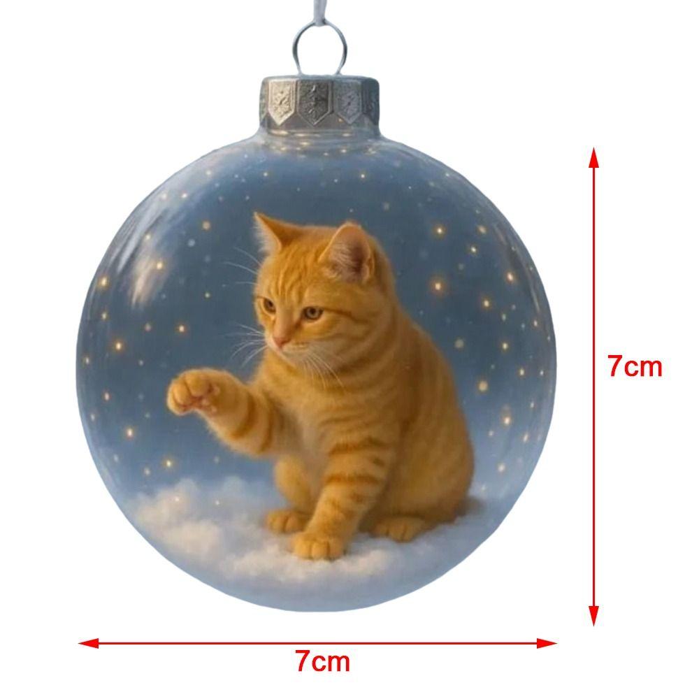 New Plastic Cat Ornament Solid Color DIY Acrylic Bauble Replacement Caps Creative Christmas Ball Pendant Christmas Tree