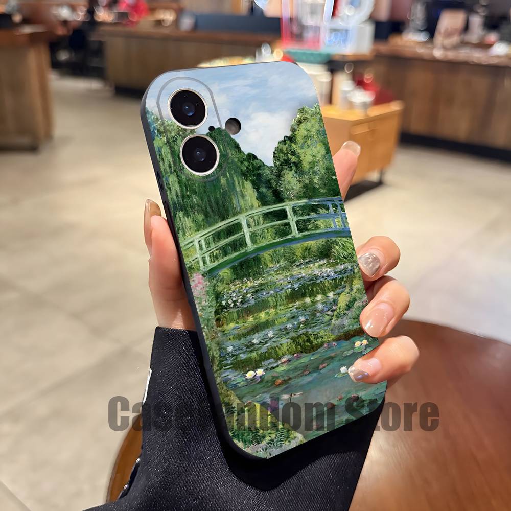 Claude M-Monet Painting Phone Case For iPhone 17,16,15,14,13,12,11,Pro,Max,Plus Black Soft Cover