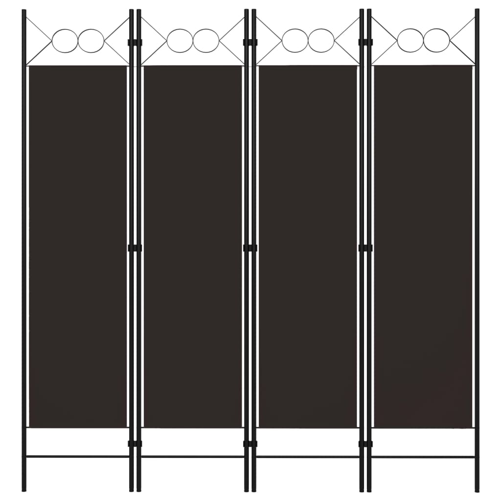 4 Piece Room Divider Brown 160 X 180 Cm