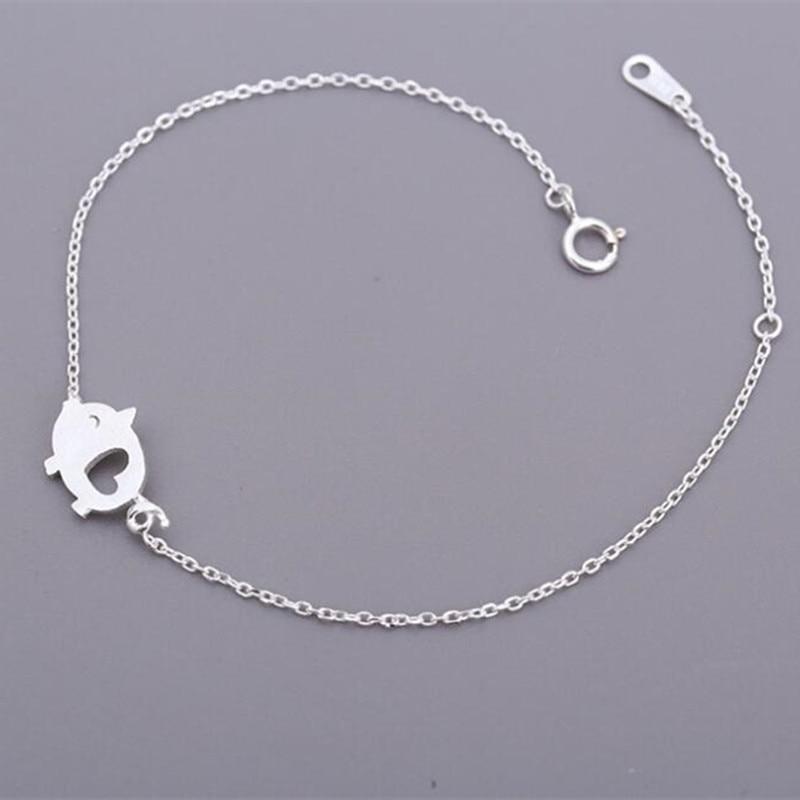 Exquisite Creative Handmade 925 Sterling Silver Jewelry Bracelets Drawing Small Cute Pig Lovely Female Hollow Bracelets Sb71