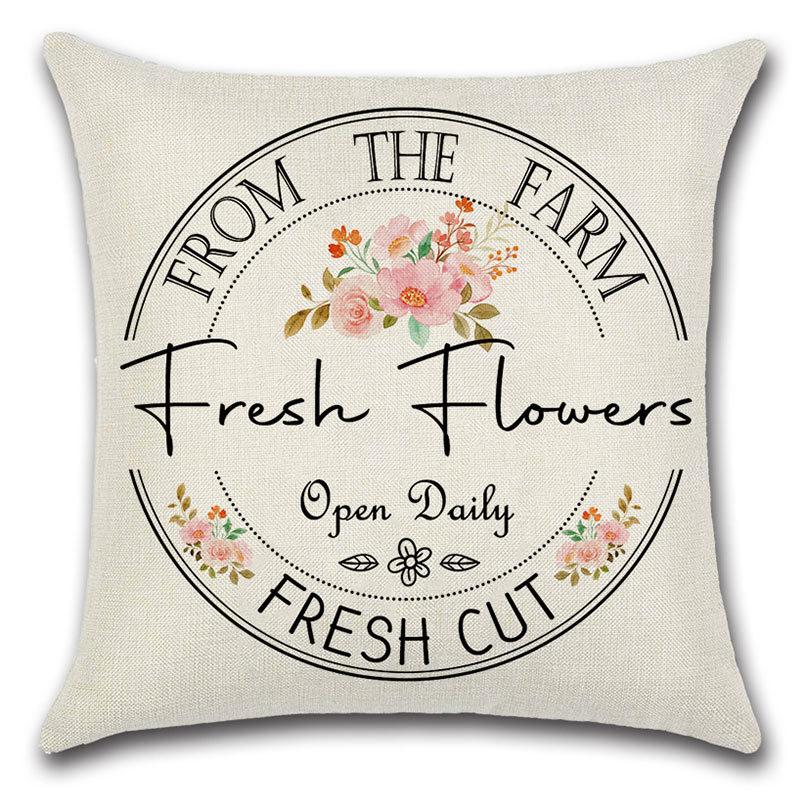 Pillow Case Spring Throw Pillow Case Flower Truck Farm Print Home Decor Cushion Cover Back Cushion