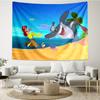 Zig & Sharko Print Vægtæppe, Baggrund, Nem Opsætning, Ideel til Soveværelse, Kontor & Stue, med Æstetisk Væghængende Dekoration.