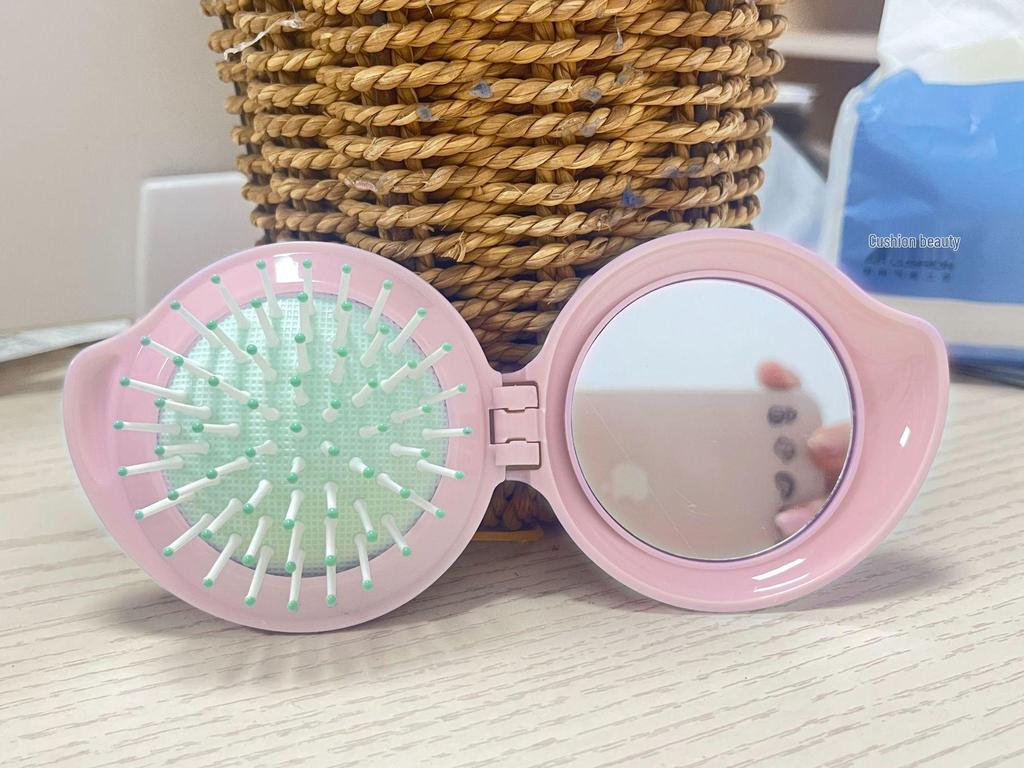 Teardrop Cream Glue Folding Mirror & Portable Airbag Massage Hair Comb
