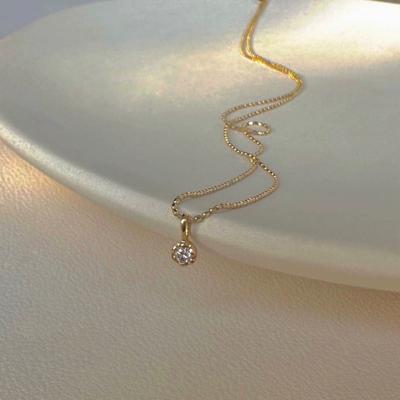 Japanese Super Beautiful S925 Sterling Silver Zircon Pendant Universal Folding Adjustable Necklace Women's Light Luxury Clavicle Chain