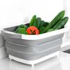 Foldable silicone bowl with drain, gray, for vegetables, laundry, 6l