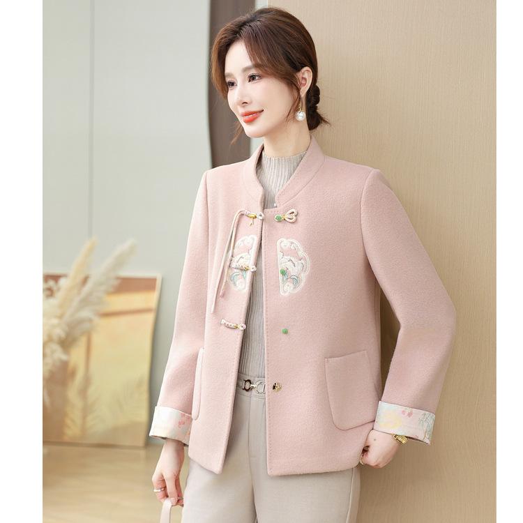 New Chinese Style Mother Autumn and Winter Jacket New Fashionable Tweed Middle-aged and Elderly Women's Spring Clothes Fashionable Thickened Tweed