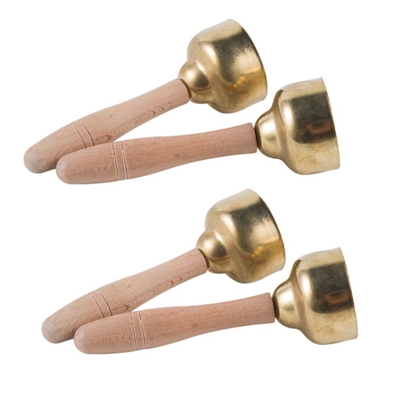 2 Pairs Hand Percussion Bells With Strings/Handles Music Learning Toy For Music Education And Rhythm Training Enduring