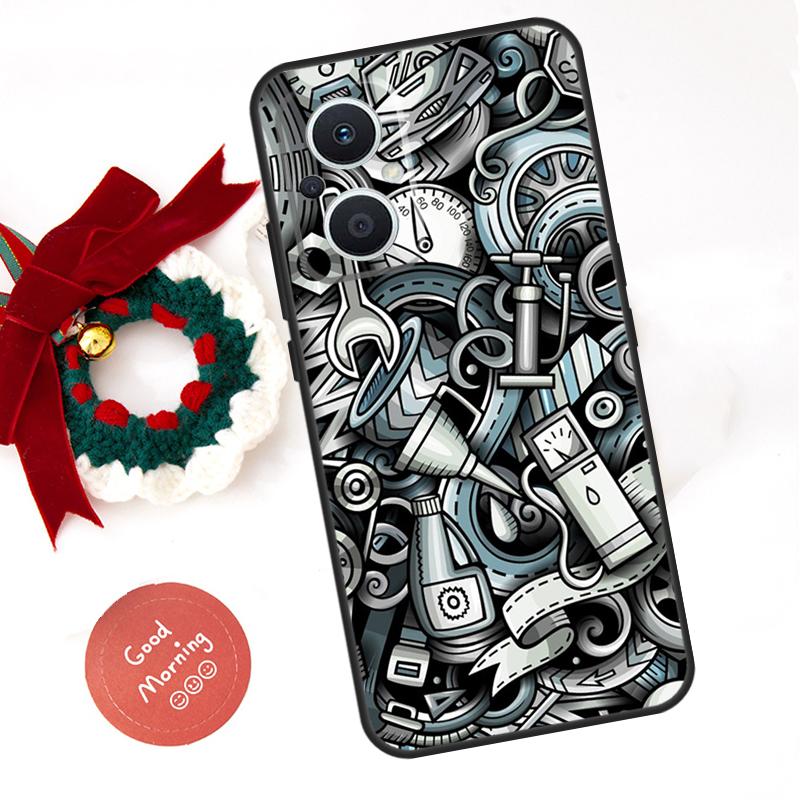 Automobile Spare Parts Car Engine Funda For OPPO Reno 14 F 13F 12F 11F 10 11 12 13 Pro 7 8 Lite OPPO Find X5 X6 X8 X9 Pro Case