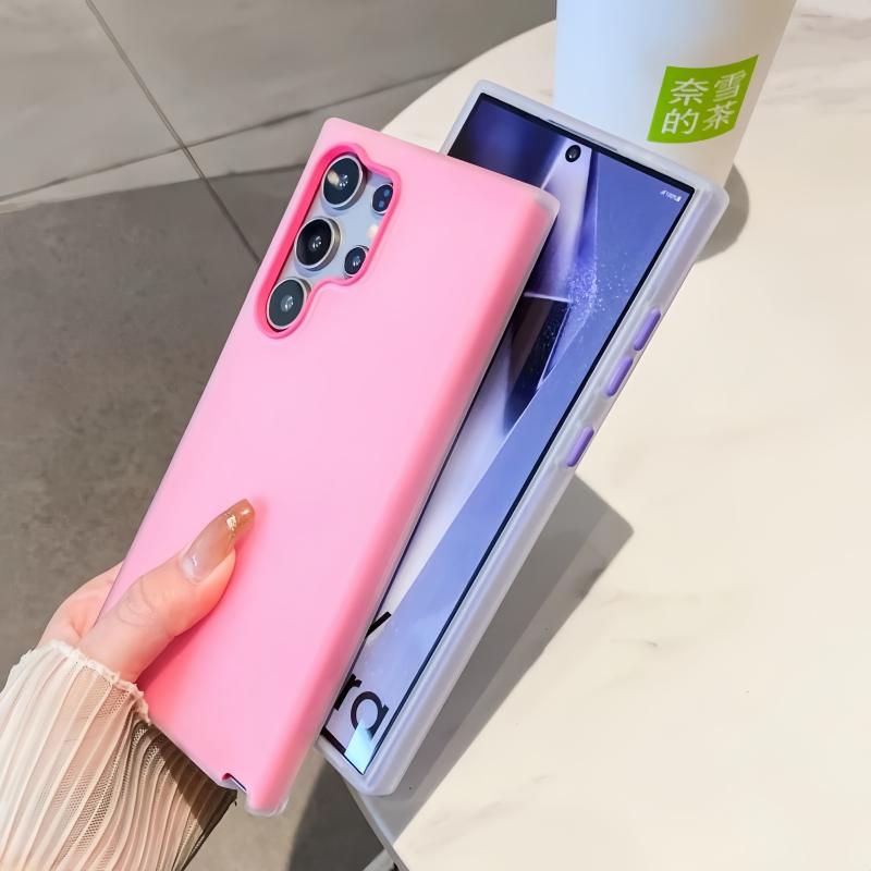2-in-1 Candy Color Matte Jelly Hard Phone Case For Samsung S2 S24 Ultra S23 FE S22 Plus A A4 A3 A3 A34 A33 A1 A14 Cover