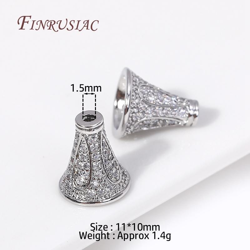 18K Gold Plated Inlaid Zircon Conical Beads Caps Tassel Caps High Quality Necklace Earring Findings DIY Jewelry Making Supplies