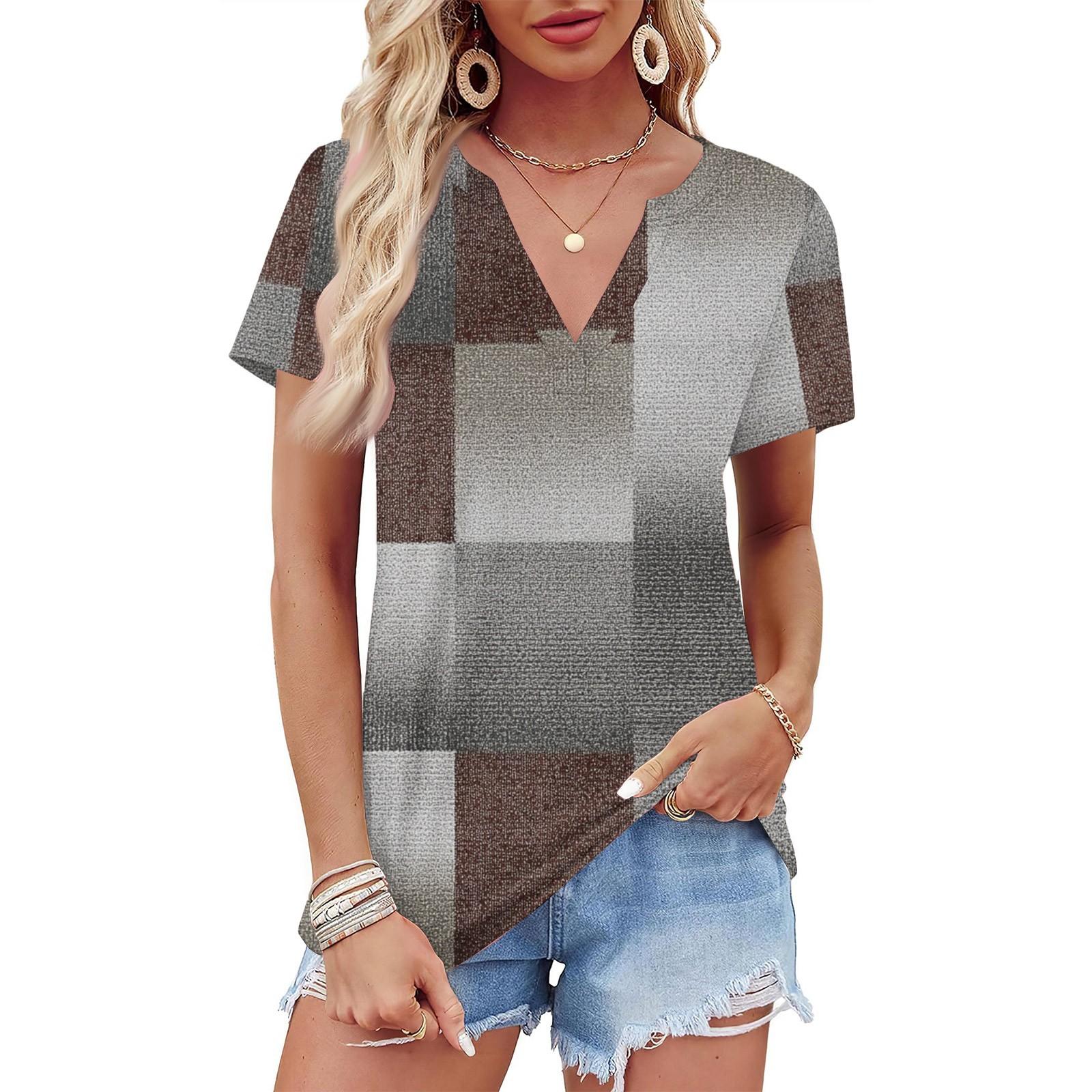 

Женская летняя рубашка с коротким рукавом и V-образным вырезом в стиле ретро, деловая повседневная свободная футболка, модная одежда, топы S
