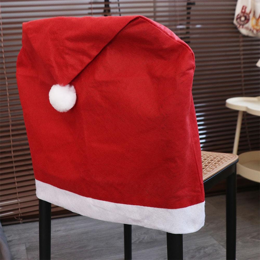 4pcs Soft Xmas Dinner Chair Seat Cover Plush Ball Christmas Table Decor Dress-up Props