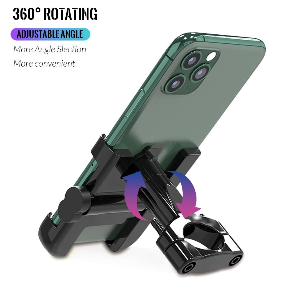 

C1 Aluminum Alloy Bike Phone Holder Rotatable Bicycle Handlebar Mount Cellphone Bracket Black