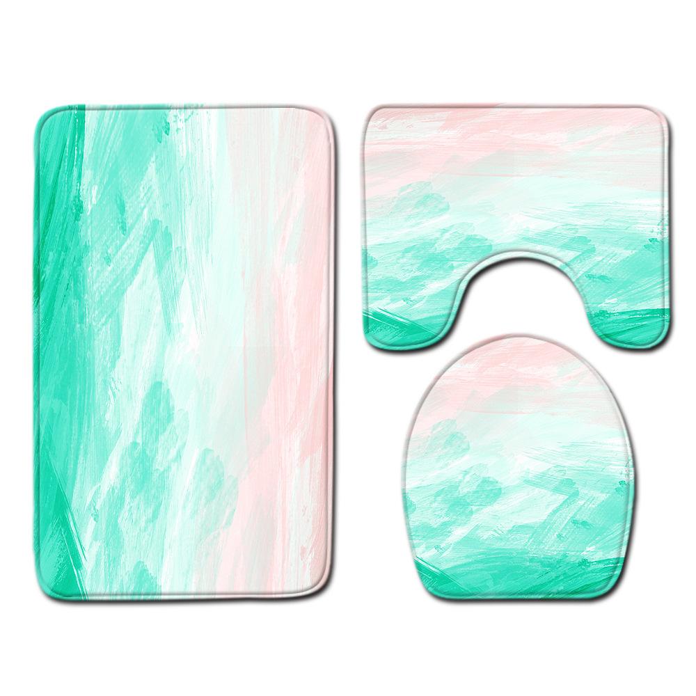 Gradual Change Pattern Toilet Floor Mat Three-Piece Bathroom Three-Piece Carpet Door Mat